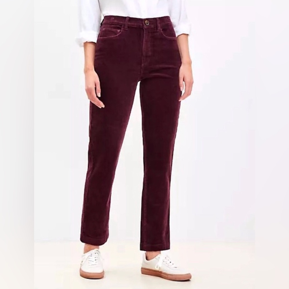 Loft Corduroy Pants in Deep Burgundy 10